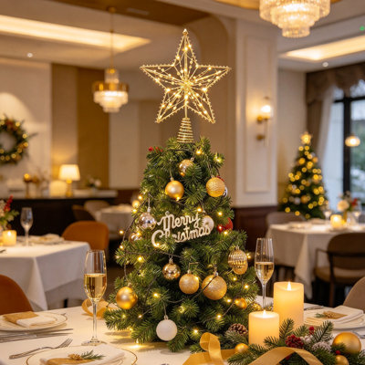 Sparkling Gold Star LED Christmas Tree Topper