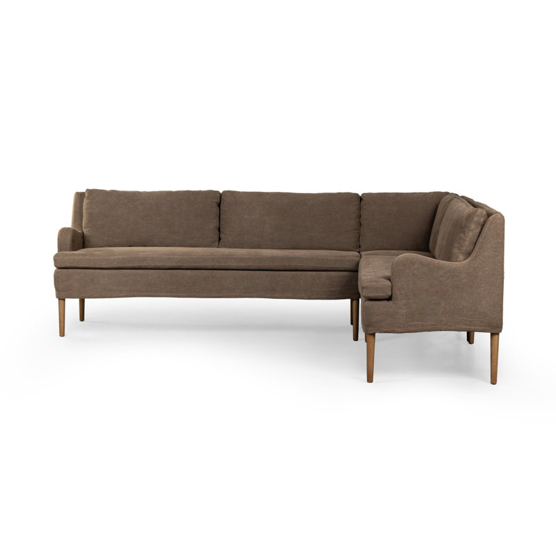Aurelia Modular 3-Piece Slipcover Sectional, Right Hand Facing, Broadway Coffee Linen, 34.5" H x 99" W x 76" D