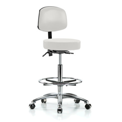 Tabouret Depok PERCH Chrome avec dossier et repose-pieds | Hauteur du banc élevé: 26,75 à 36 po