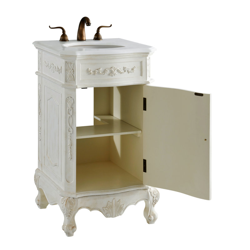 Ensemble de meuble-lavabo simple 21 po Lunette, Blanc antique, Blanc Ivoire