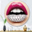 «Woman Lips with Pink Rouge à lèvres», art mural moderne-59006953