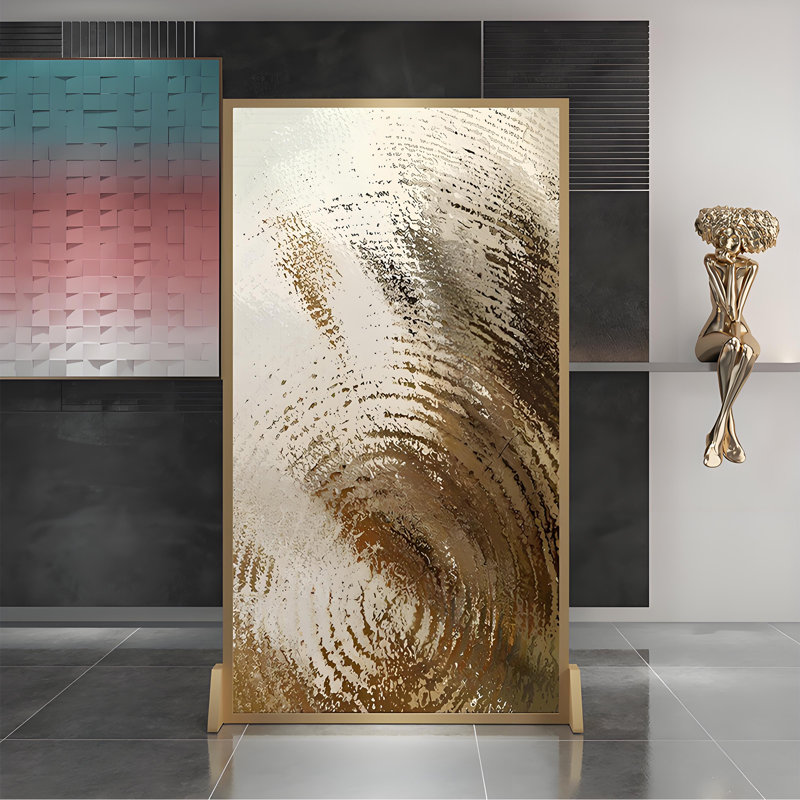 Janet, 70.87" H x 31.5" W x 1.57" D, Brown/Gold