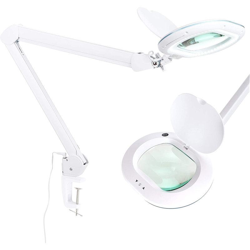 Lightview Pro Wide View 2.25X (5 Diopter) Dimmable LED Magnifying Lamp with Clamp