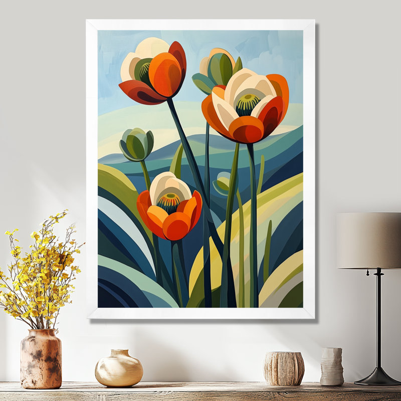 Bryn - Floral Canvas Prints, H 44 po x l 34 po, Reproduction encadrée sans passe-partout, Blanc