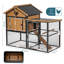 Poulailler en bois et en fer durable avec piste et toit imperméable, convient pour 5 à 7 poulets, nichoir intégré-1489833992