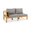 Canapé d'angle en L 4 pièces en bois d'acacia avec table basse