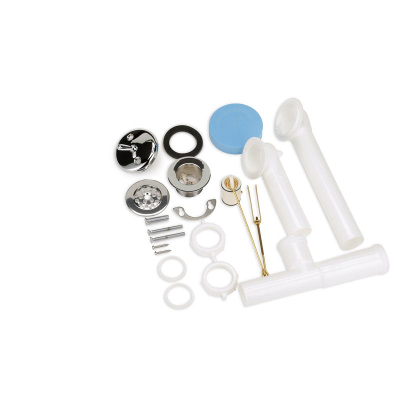 Plastic Leg Tub Drain with Overflow and Trip Lever Stopper With Polished Chrome Finish