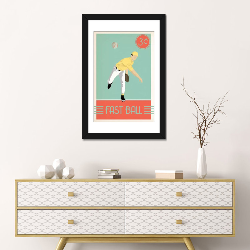 « fast ball », impression sur toile, H 24 po x l 16 po x P 1 po, Papier d'art encadré noir, Blanc