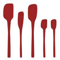 Core Kitchen 2 Piece Silicone Slotted Turner (Red) and Pointed Spatula (Aqua)