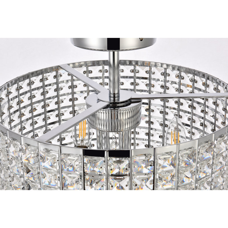 Dusin Semi Flush Mount, Chrome, Chrome/Clear, 19" H x 14" W x 14" D