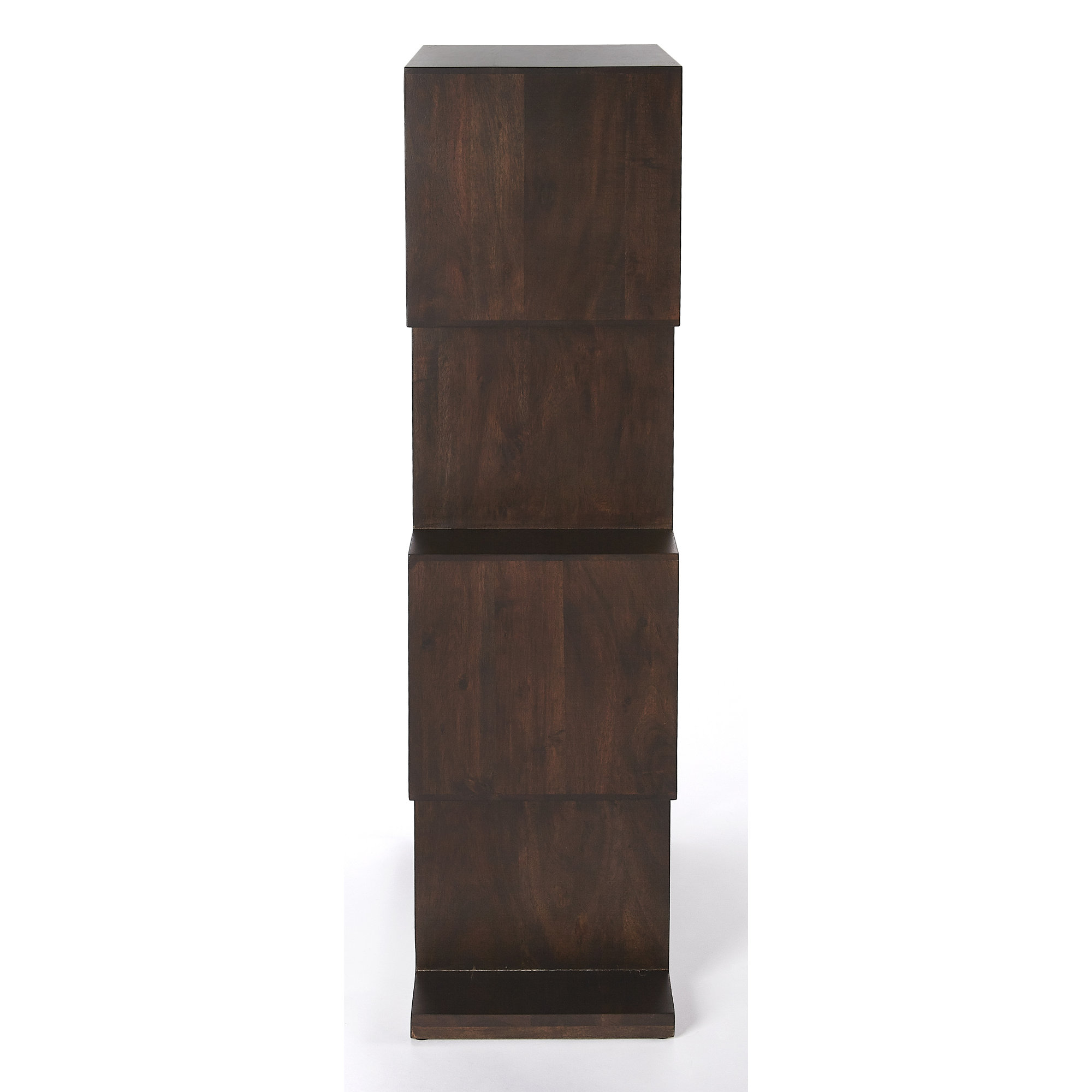 Essense Solid Wood Geometric Bookcase, Dark Brown