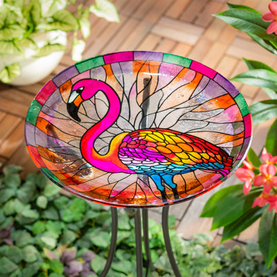 Bain d'oiseaux en vitrail, 18 po