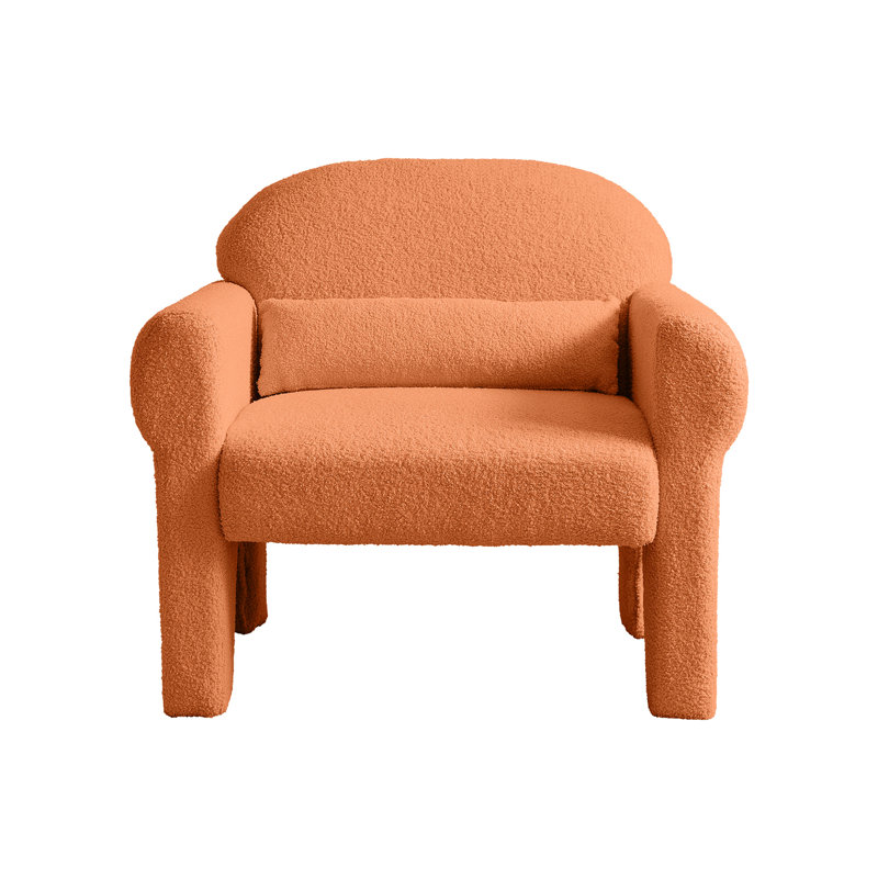 Élégante chaise d'appoint orange avec coussin lombaire - luxueuse laine d'agneau, structure, coussin décoratif polyvalent pour une atmosphère douillette, tissu somptueux, fabrication, siège confortable