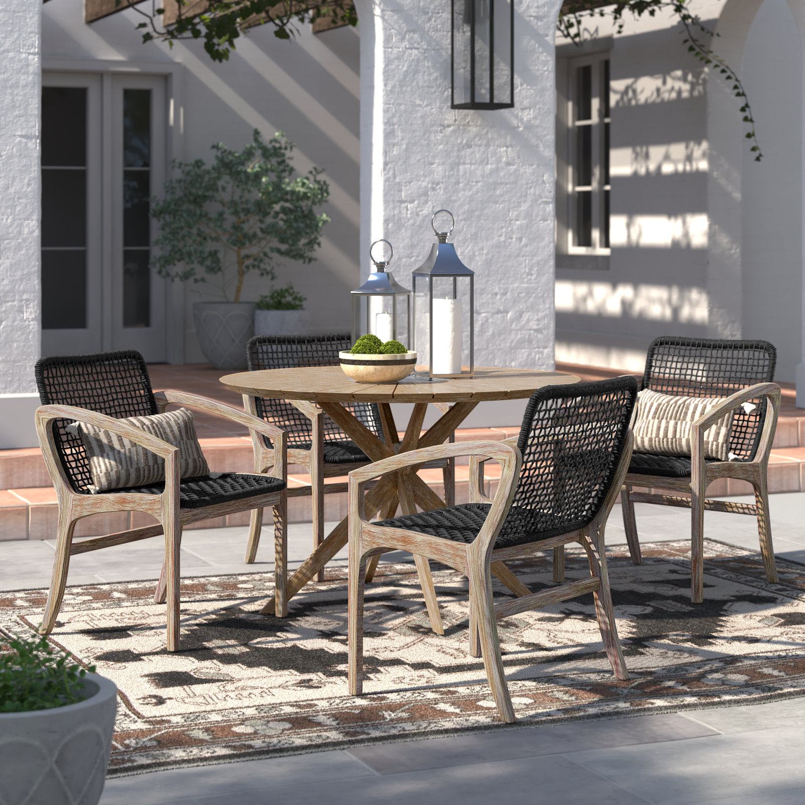 Jaylon 47" Eucalyptus Patio Dining Set, Dark Gray