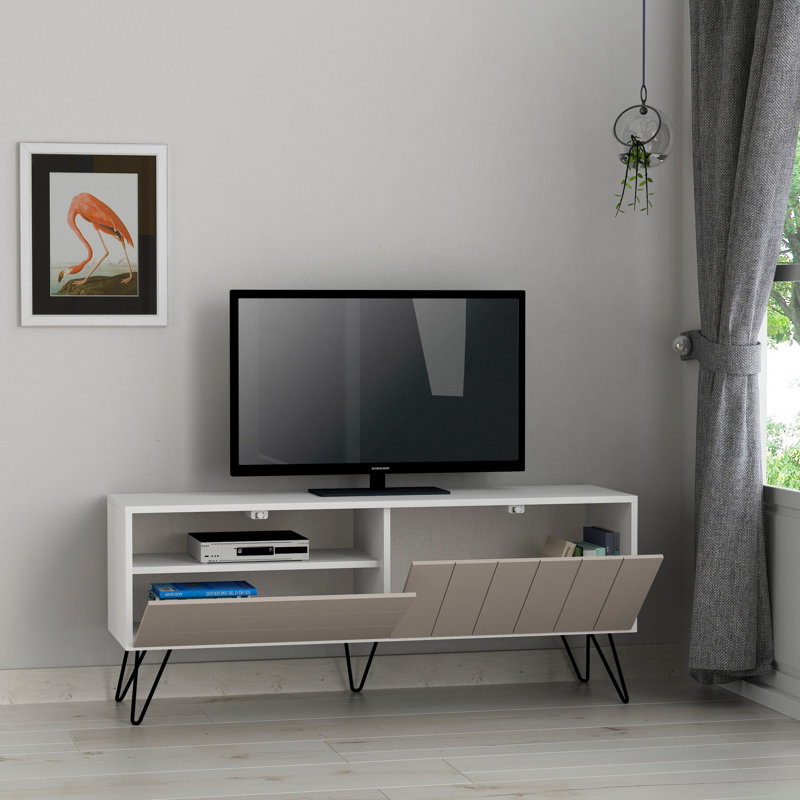 Meuble télé pour téléviseur de 60 po ou moins Ivoryrose, Blanc / taupe
