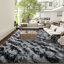 Tapis à poils longs noir et gris à poils longs ultra pelucheux pour salon, chambre, chevet, bureau, hôtel-372470119-400635418