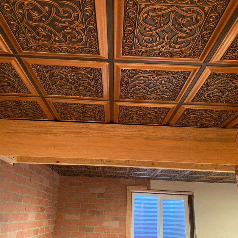 Lover's Knot 24'' L x 24'' W Textured PVC Glue Up Ceiling Tile, Antique Copper
