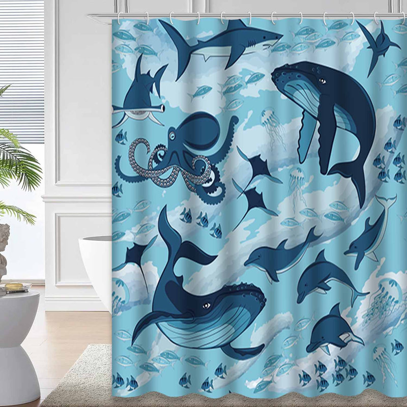Rideau de douche avec 12 crochets, L 72 po x l 78 po