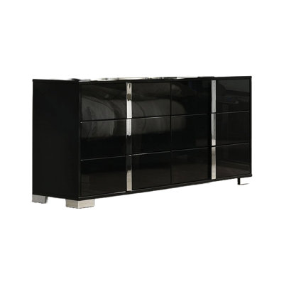 Suni Wide Dresser, Piano Wood With UV Finish, 6 Drawers