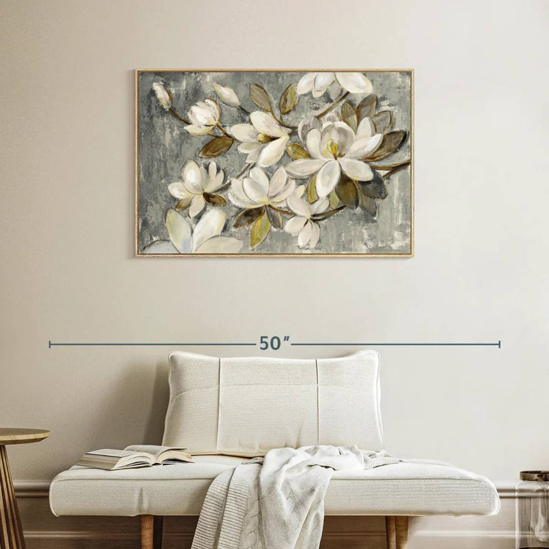 Magnolia simplicité gris neutre, Cadre flottant en bois naturel, 37 po x 25 po
