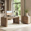 Bureau de direction en L de 160 cm avec classeur intégré, brun