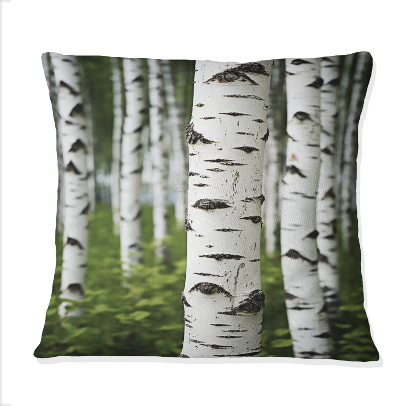 Coussin blanc et vert Birch Tree Whispers III - Tree Birch