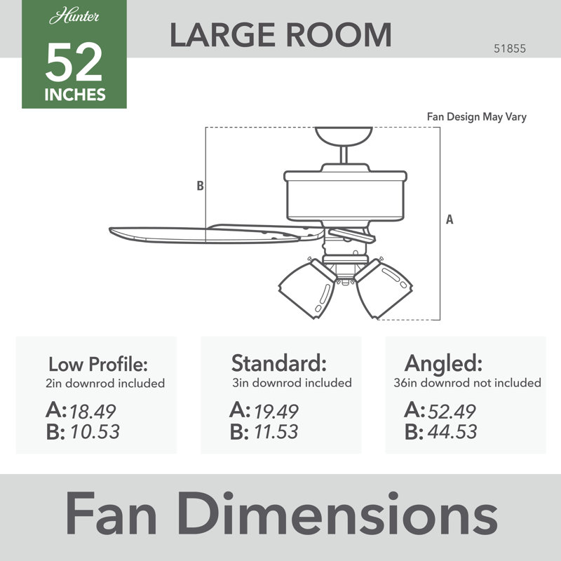 52" Hartland 5 - Blade Ceiling Fan with LED Light Kit and Handheld Remote, Matte Silver