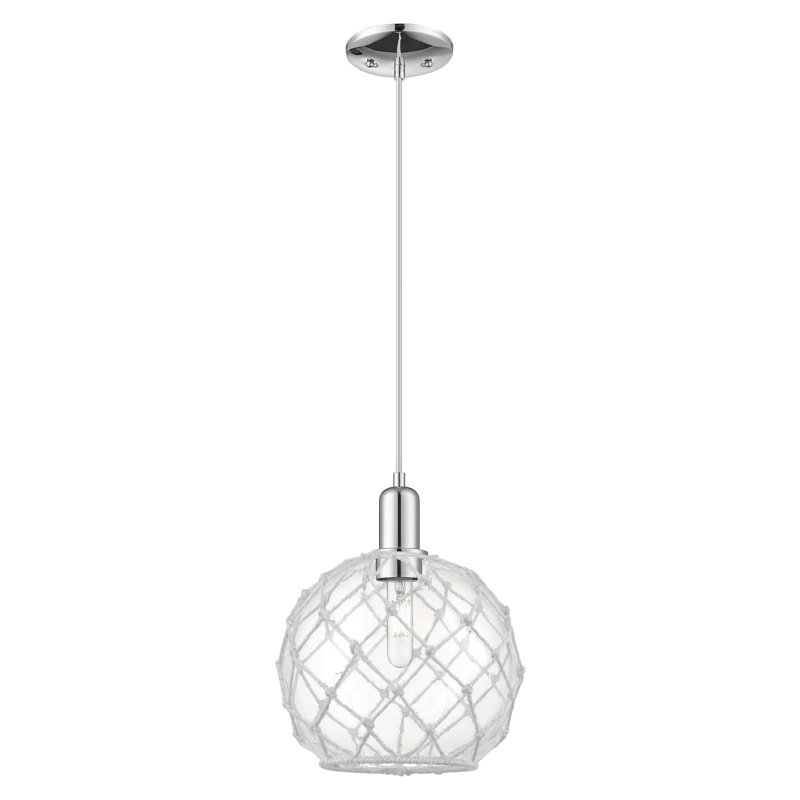 Arcadia - Ametra - Mini-luminaire suspendu à cordon 1 lumière 10 po, H 12,83 po x l 10 po x P 10 po, Chrome poli