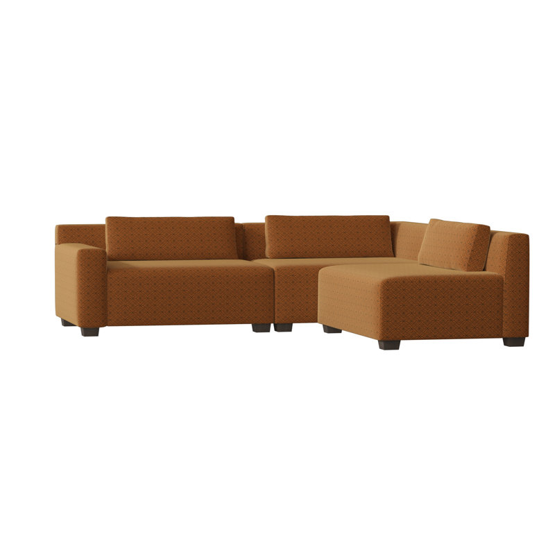 Alisa Upholstered L-Shaped Sectional Right Hand Facing, Gigi Orange, Natural