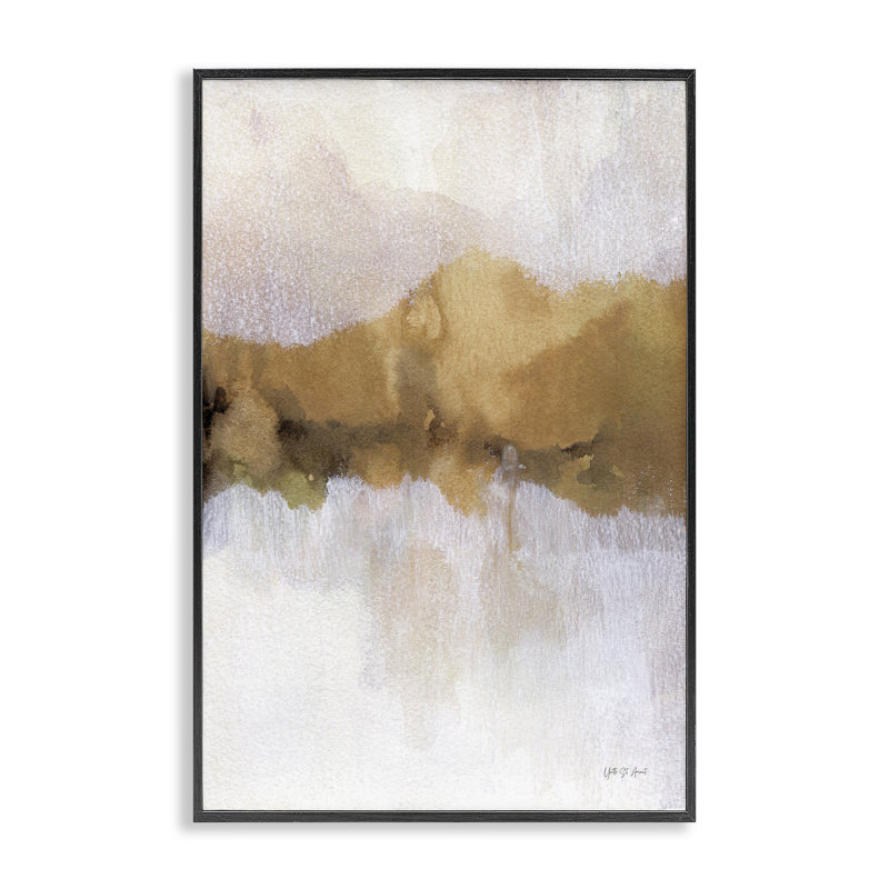 «Centric Golden», art de la giclée abstraite encadrée par Yvette St. Amant, H 18 po x l 12 po, Giclée encadrée noir minuit