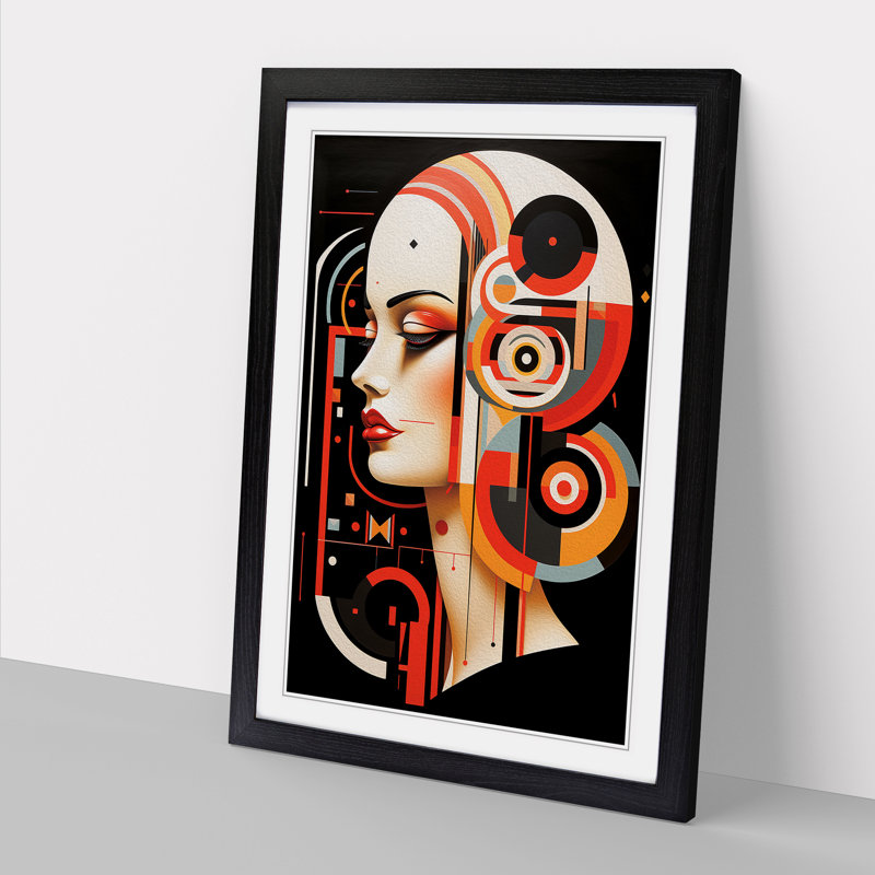 XYZ-FRM-V1223-1669 Virgo Zodiac Constructivism No.3 1 Piece Single Picture Frame Wall Art, 46cm H x 34cm W x 2cm D, Black