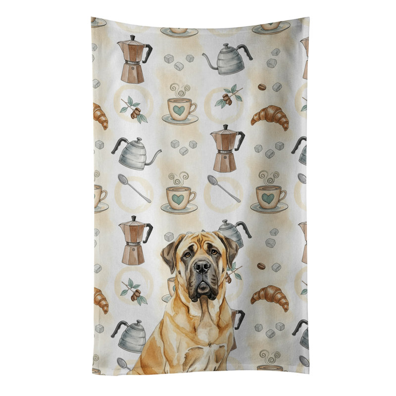 Fawn English Mastiff Coffee Bar Kitchen Towel, Fawn English Mastiff