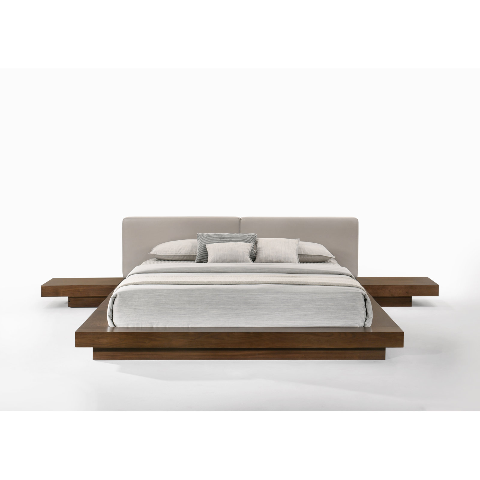Andzela Platform Bed, Eastern King, Walnut/Gray
