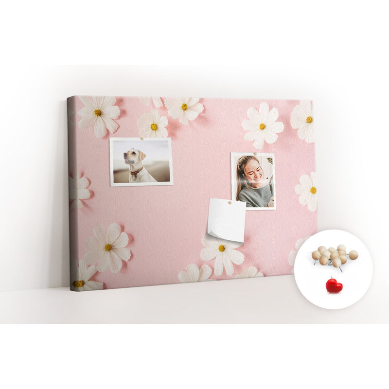 Wall Mounted bulletin board print wall art notice boards for office corkboard Daisy chamomile flowers