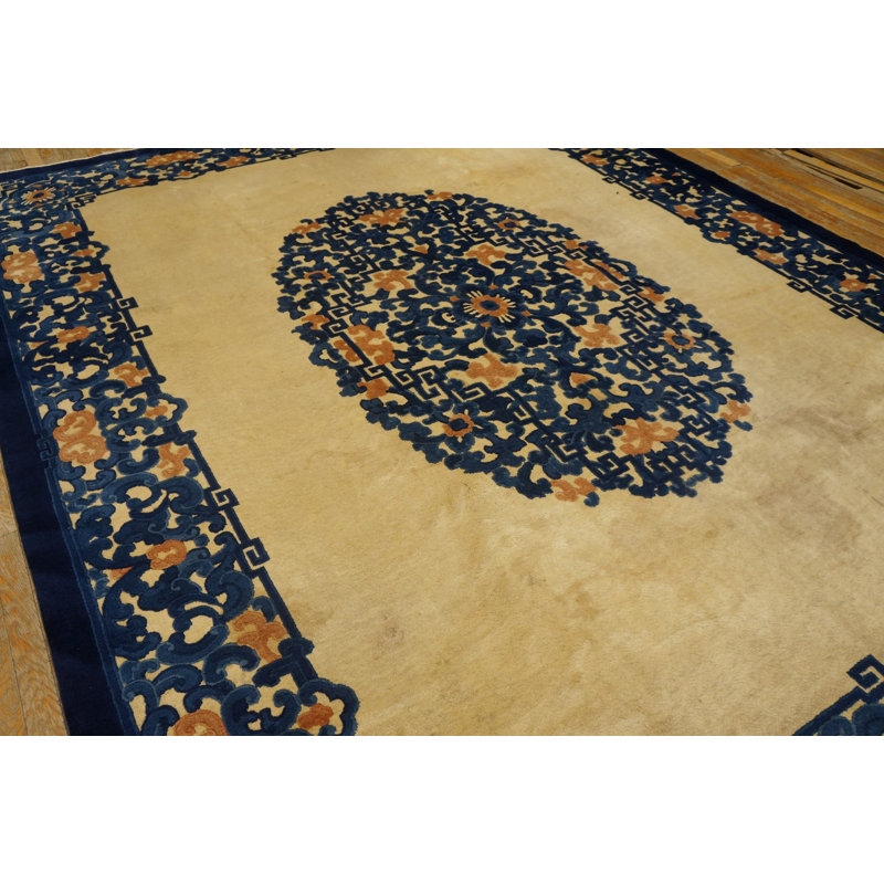 Antique Peking Room Size Wool Beige, Blue Rug