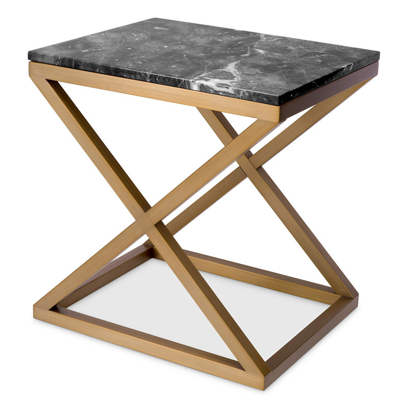 Side Table Criss Cross Brushed Brass Finish - Frame