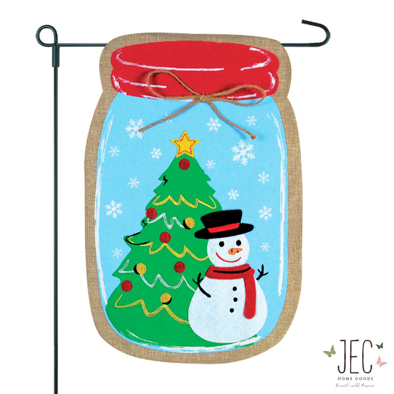 Mason pot de noël en toile jute à 2 côtés 18 x 13 po drapeau de jardin