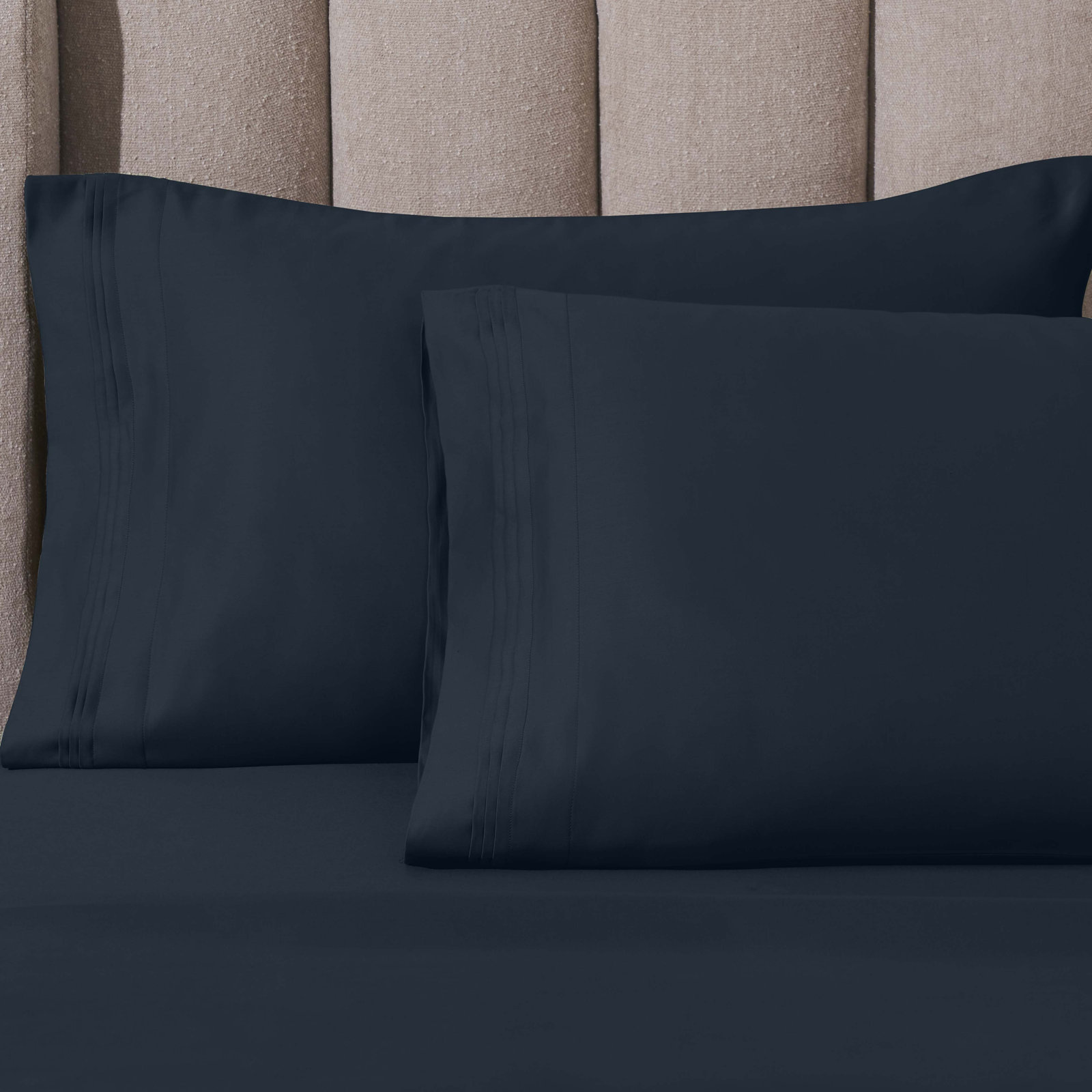 Arling Cotton Pillowcase, King Pillowcase, Navy Blue