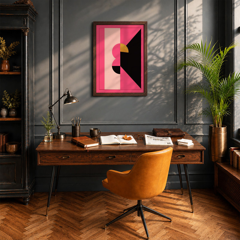 Bird Profile Geometric - Print, Walnut, A1 - 84.1 x 59.4 cm