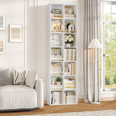 Nyajiah Cube Bookcase with Adjustable Shelves, 70.8" H x 19.6" W White Wood Modern Media & CD Storage
