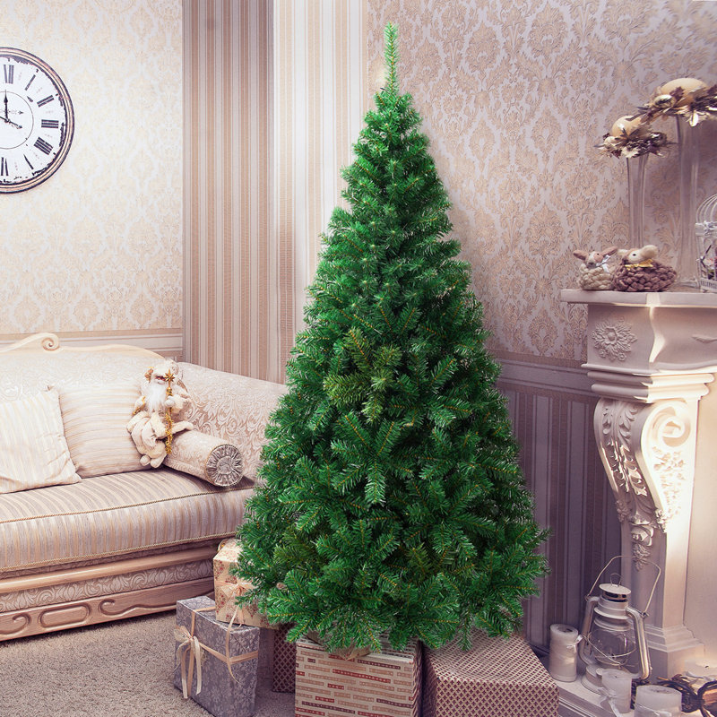 Green PVC Pine Christmas Tree with Metal Stand, 6 ft.