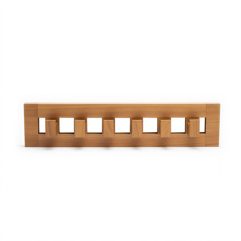 Teak 6-Hook Wall-Mounted Coat Rack