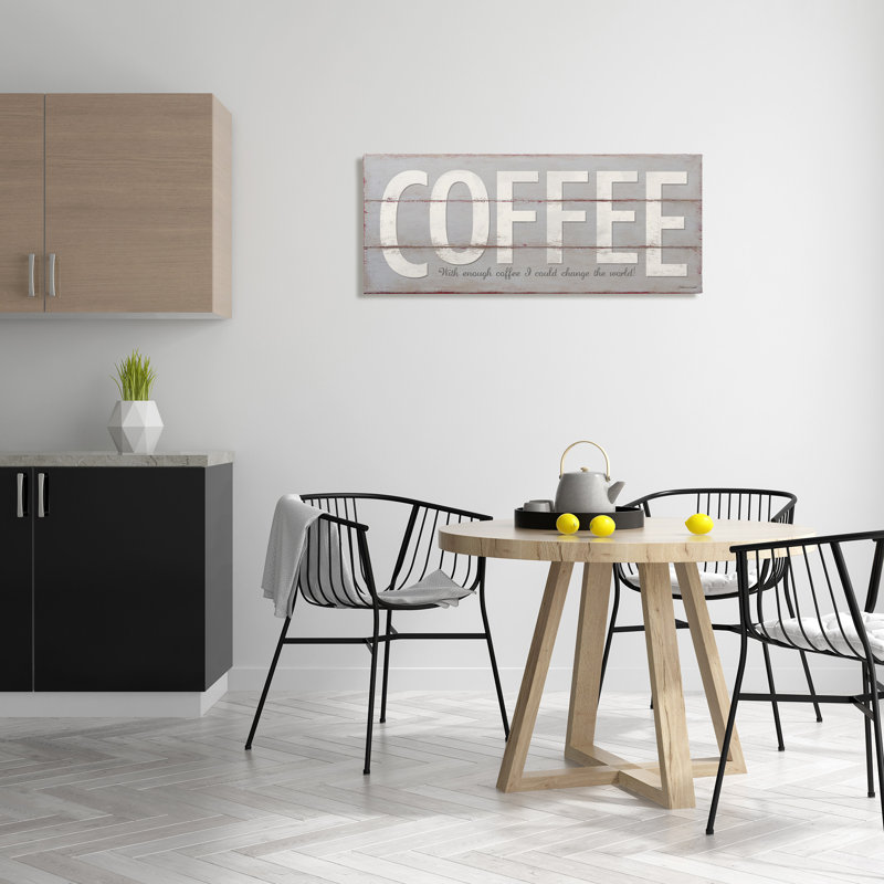 «Coffee Funny Word Kitchen Bathroom Room Textured Design», impression sur toile, H 13 po x l 30 po