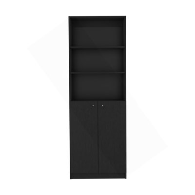 Bibliothèque Home 2 portes, unité de rangement moderne avec portes doubles et tablettes à plusieurs niveaux
