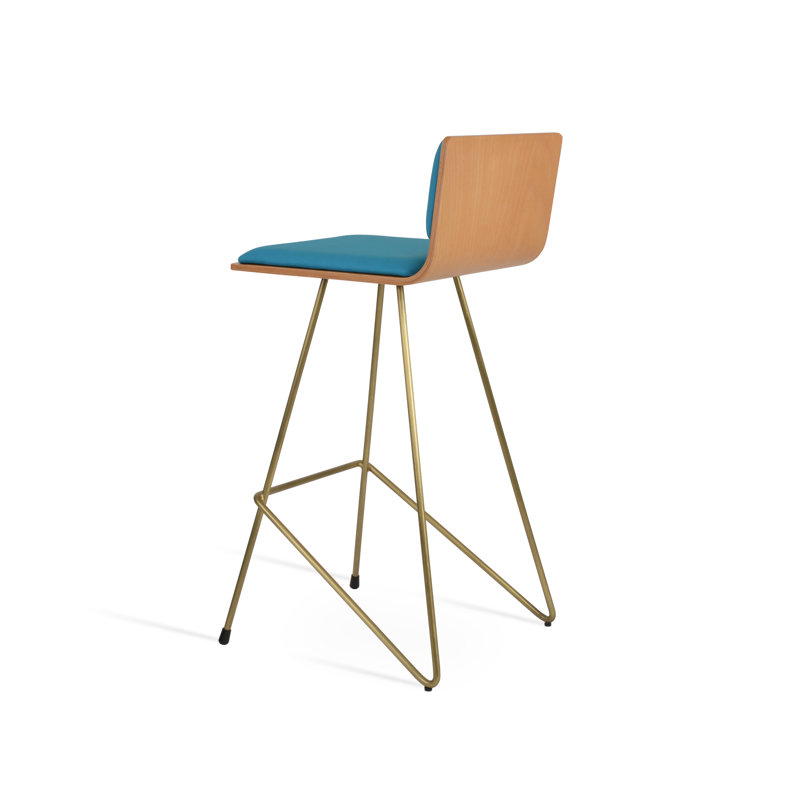 Corona Counter & Bar Stool, Bar Stool (29" Seat Height), Brass/Natural, Turquoise