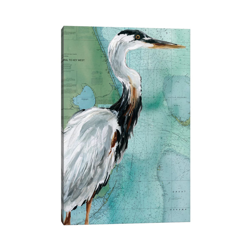 Key West Crane by Carol Robinson - Print on Canvas, 30.48 cm H x 45.72 cm W, Wrapped Canvas