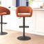 Tabouret de bar contemporain à hauteur réglable en vinyle avec dossier moyen arrondi-128649686-128649691