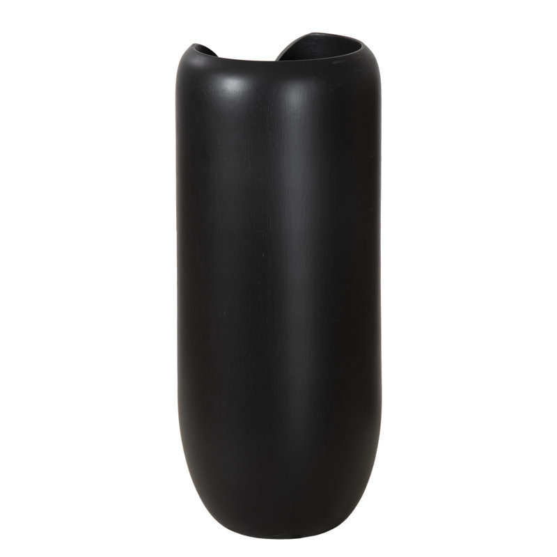 Interval Wood Vase, 15" H x 6" W x 6" D, Black