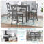 Ensemble de table de salle à manger 5 pièces, ensemble de table de salle à manger carrée en bois pour 4 personnes, ensemble de table de cuisine à hauteur de comptoir avec table carrée et 4 chaises rembourrées pour les petits espaces-2106337656
