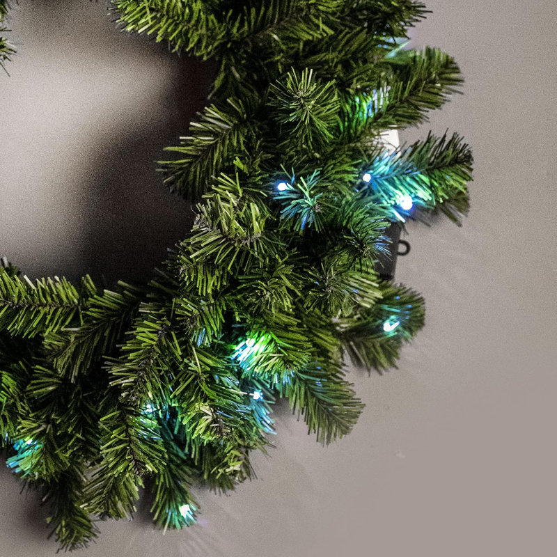Faux Lighted PVC 21.65cm Christmas Wreath, White
